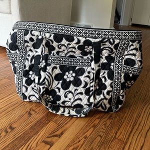 Black and white Vera Bradley large tote/weekender bag